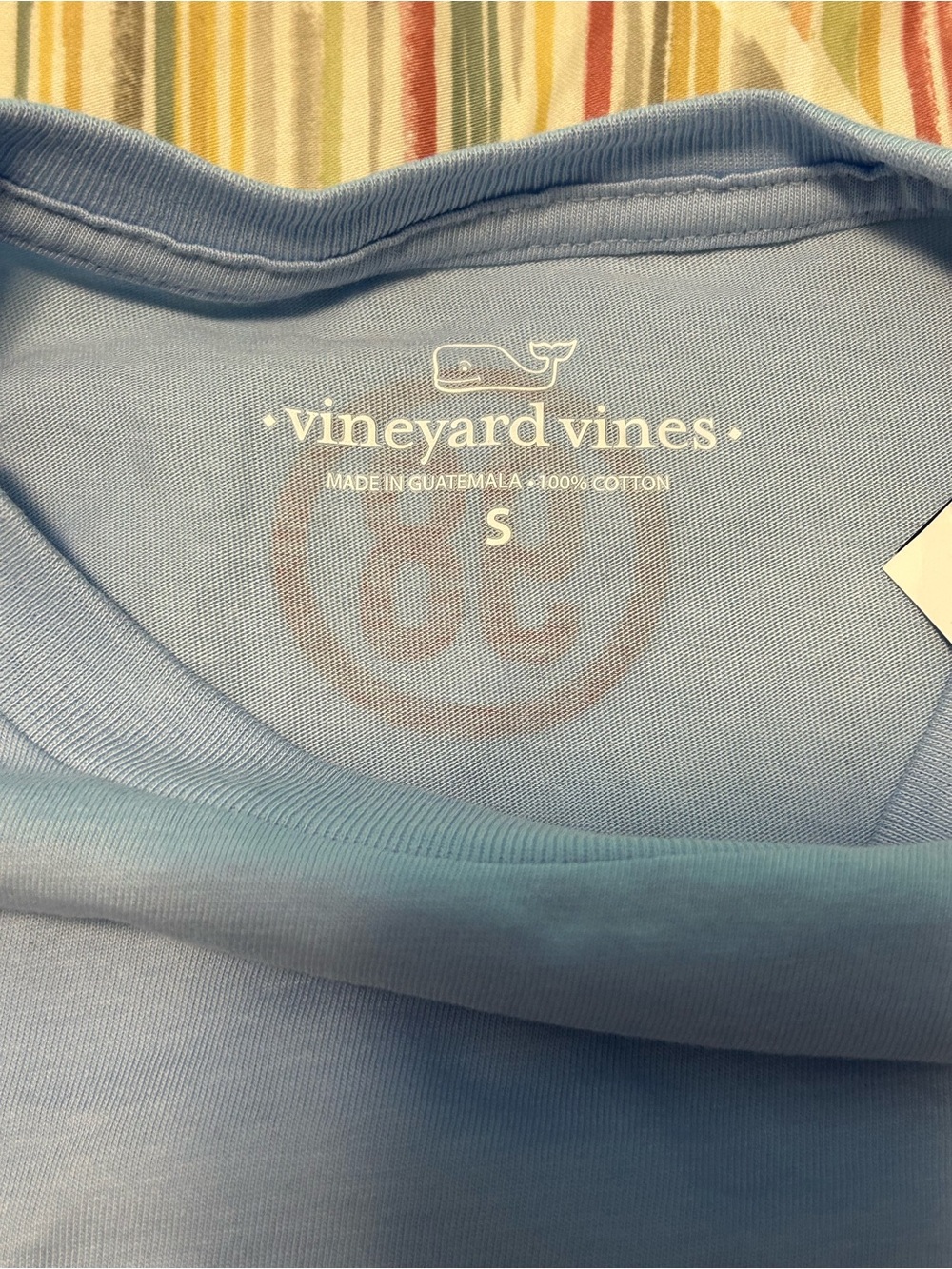 Vineyard Vines Light Blue Short Sleeve Tee with Pink Logo Accent